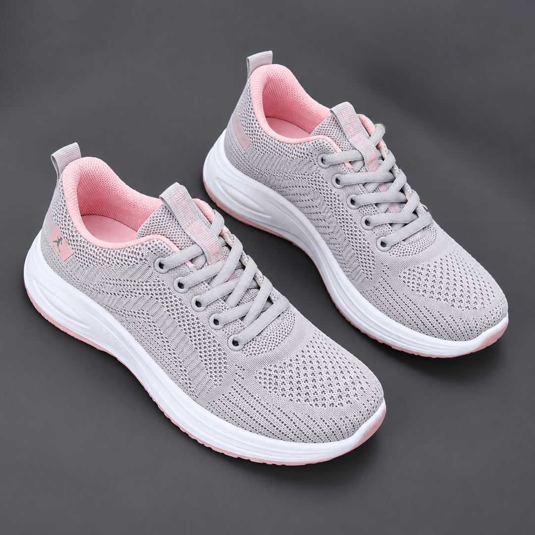 Zapatillas Ligeras de Suela Flexible – Gris y Rosa