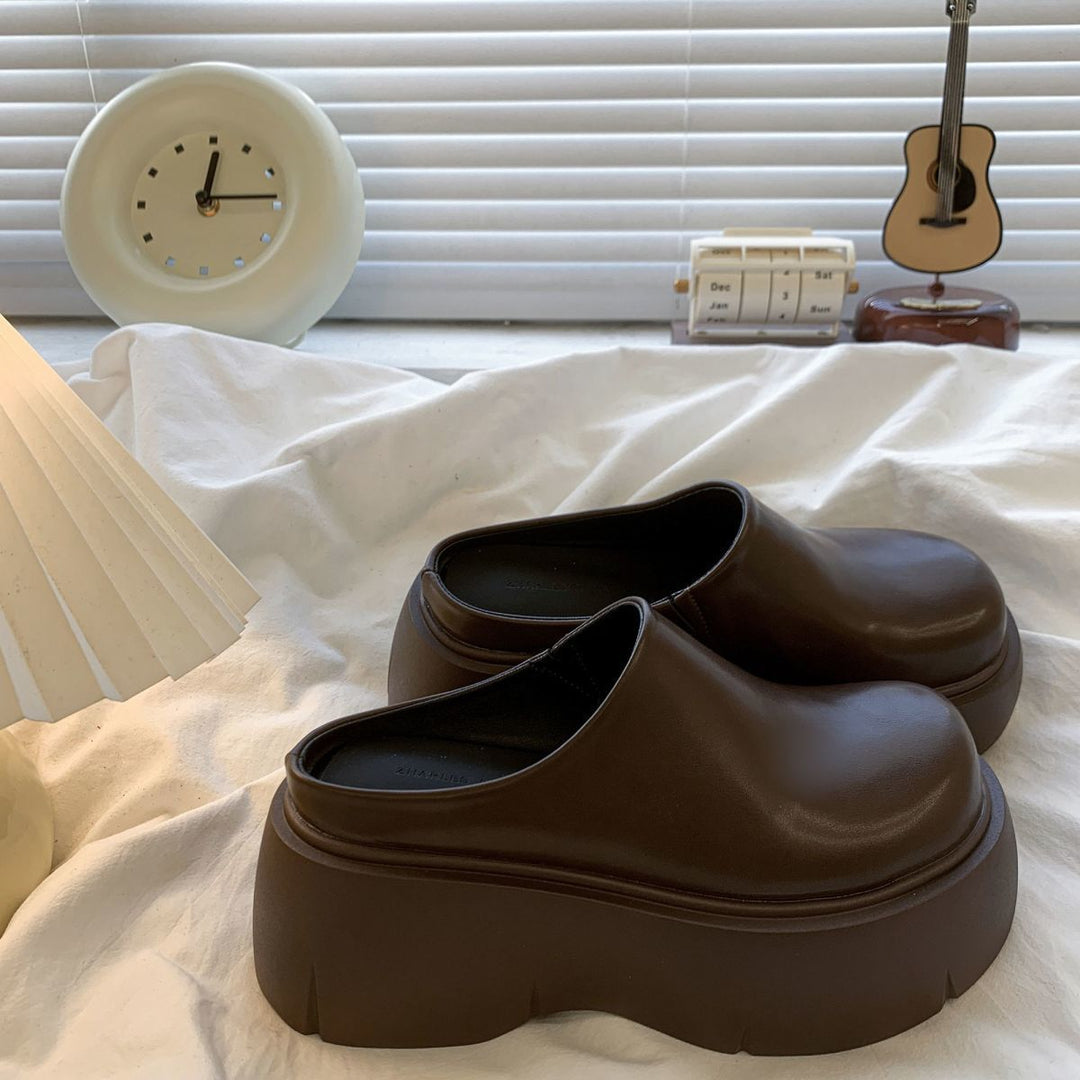 Zuecos Minimalistas con Plataforma – Marrón Oscuro